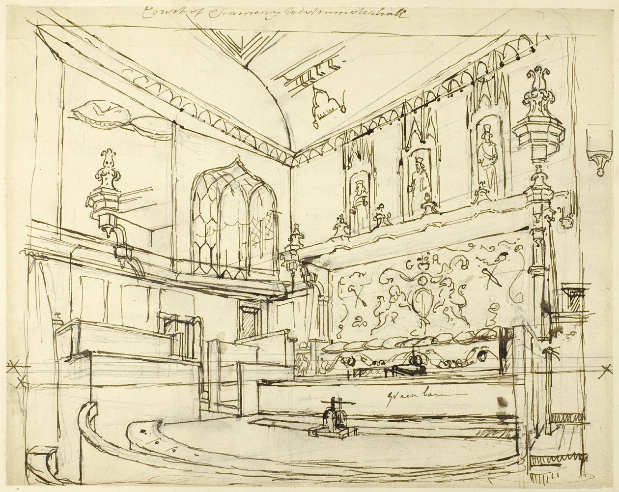 Gerichtshof der Kanzlei, Westminster Hall von Augustus Charles Pugin