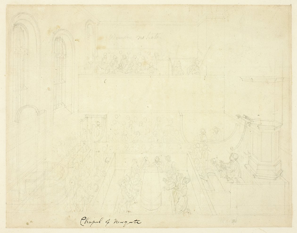 Studie für die Kapelle von Newgate, aus Microcosm of London von Augustus Charles Pugin