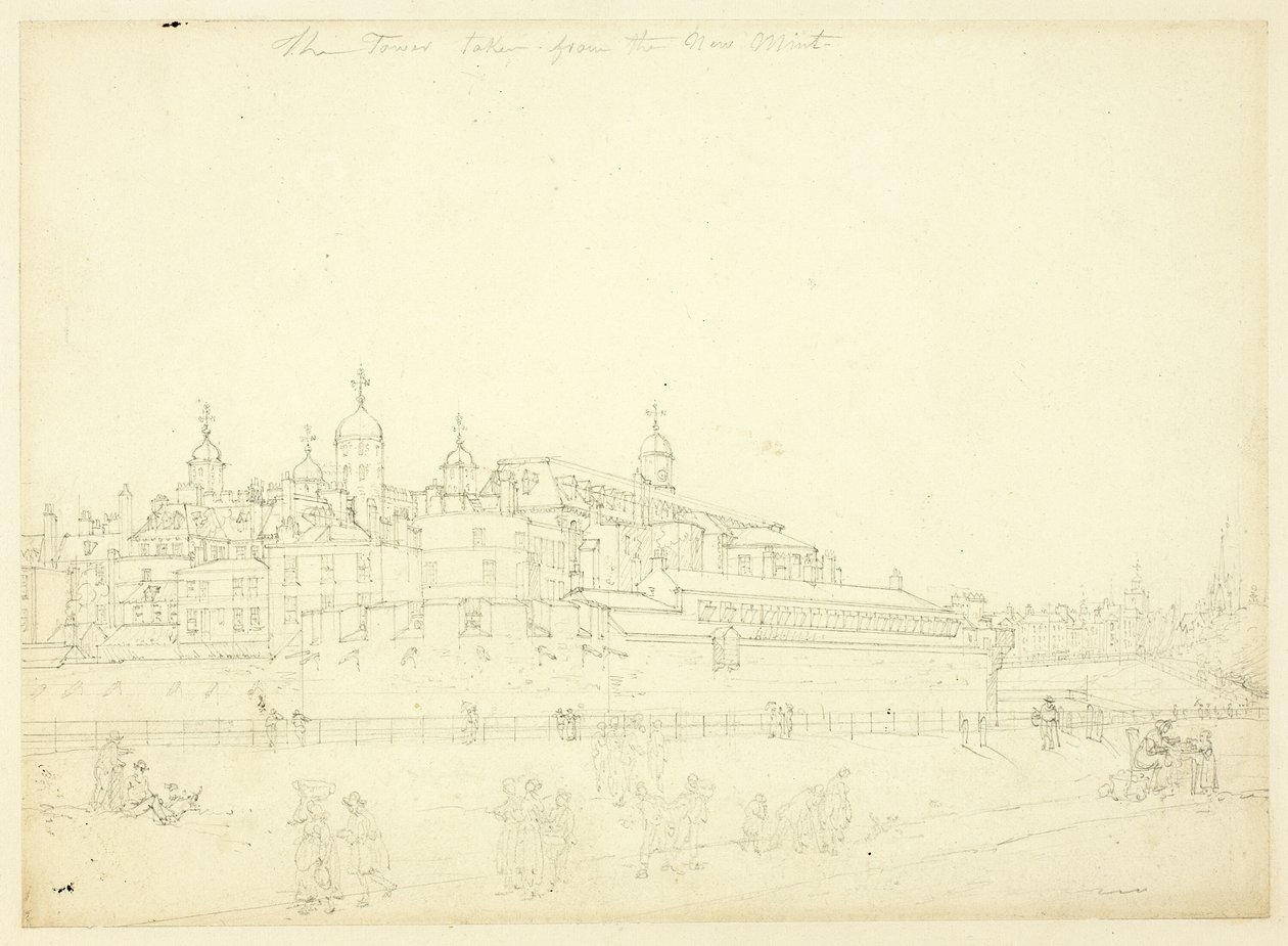 Studie für Der Turm vom Neuen Münzamt, aus Microcosm of London von Augustus Charles Pugin