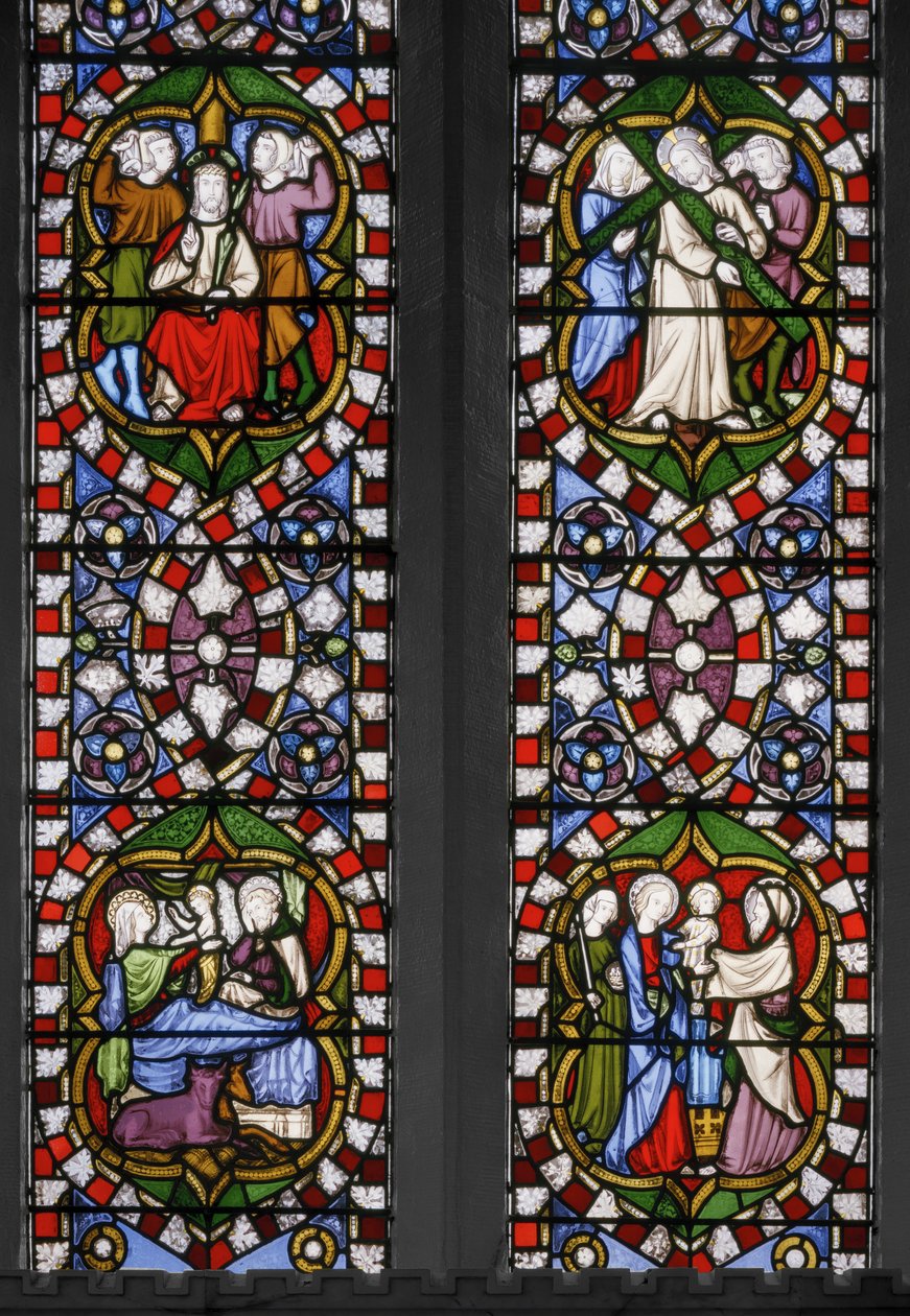 Geheimnisse des Rosenkranzes, Ostfenster der Kapelle (Detail) von Augustus Welby Northmore Pugin