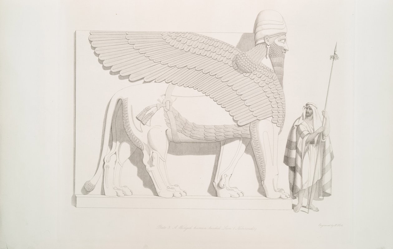Geflügelter menschenköpfiger Löwe aus Nimrud [Kalhu], 1849 von Austen Henry Layard