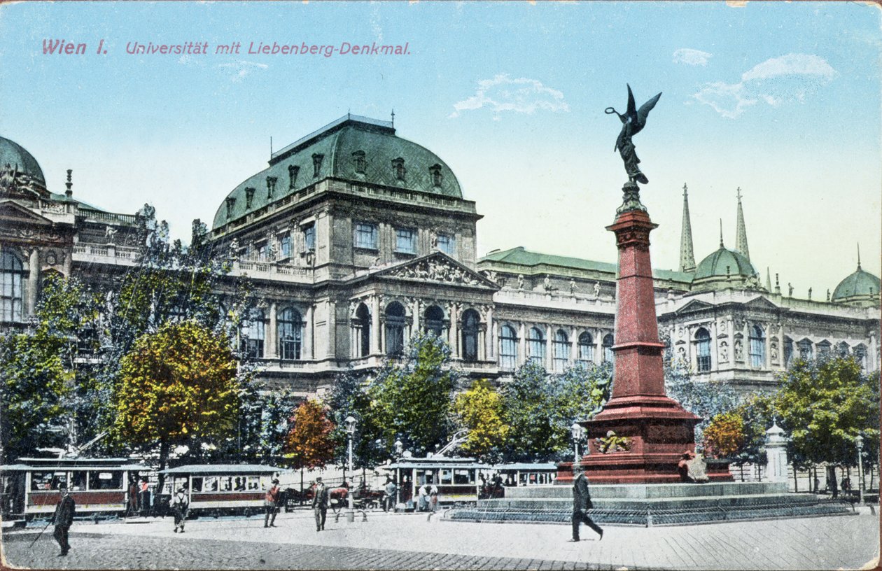 Postkarte mit der Universität Wien und dem Liebenberg-Denkmal, um 1915 von Austrian School