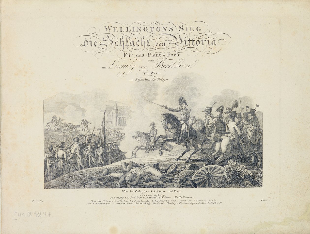 Titelseite von Wellingtons Victory, Op. 91, veröffentlicht von S.A. Steiner & Comp., Wien von Austrian School