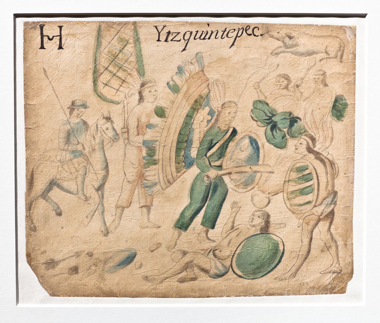 Codex Lienzo de Tlaxcala / Kampf zwischen Kriegern von Aztec Aztec