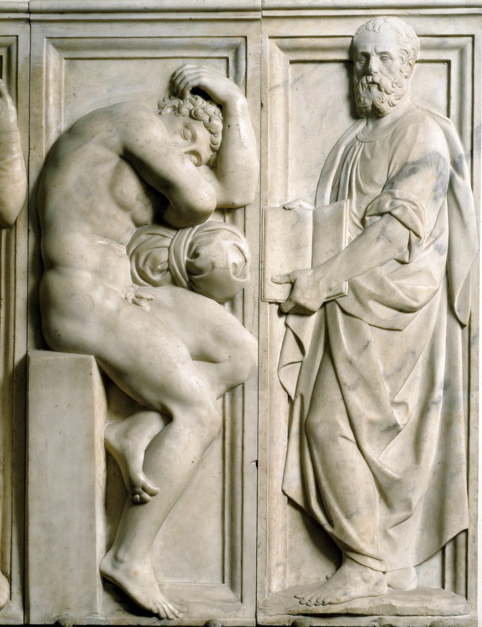 Prophet und Ignudo Flachrelief aus Marmor von Baccio Bandinelli (1493-1560) von Baccio Bandinelli
