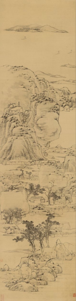 Landschaft im Stil von Ni Zan (1301-1374) von Bada Shanren