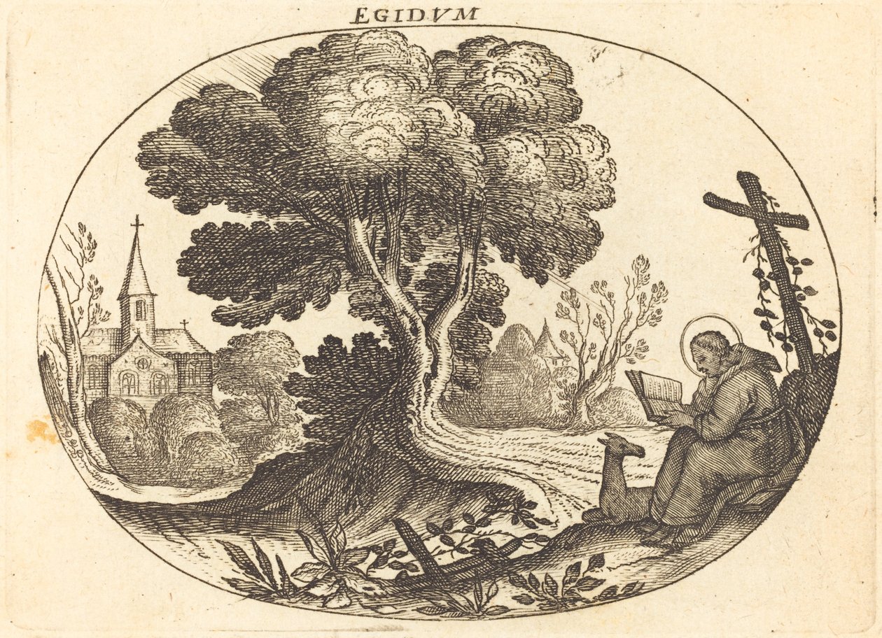 Heiliger Ägidius und eine Hirschkuh von Balthasar Moncornet