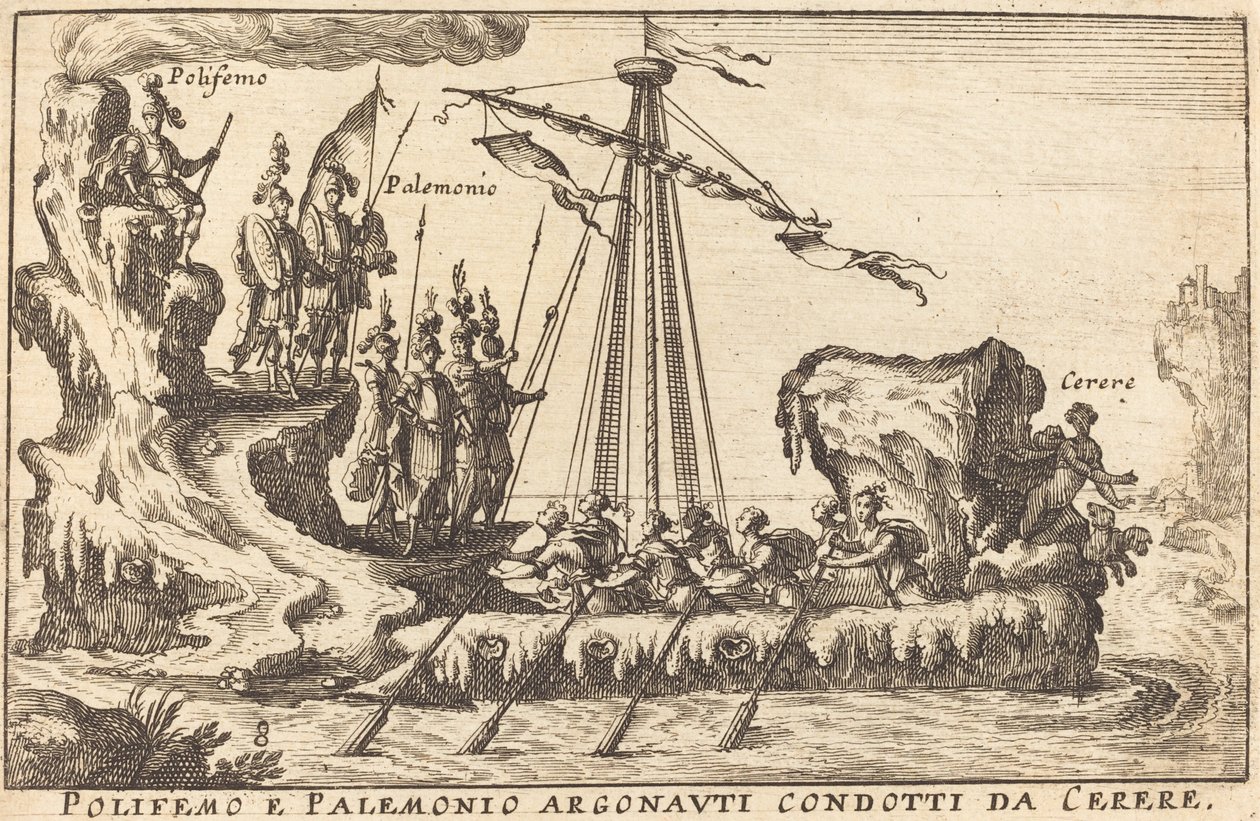 Polifemo und Palemonio Argonauten geführt von Ceres von Balthasar Moncornet after Remigio Cantagallina