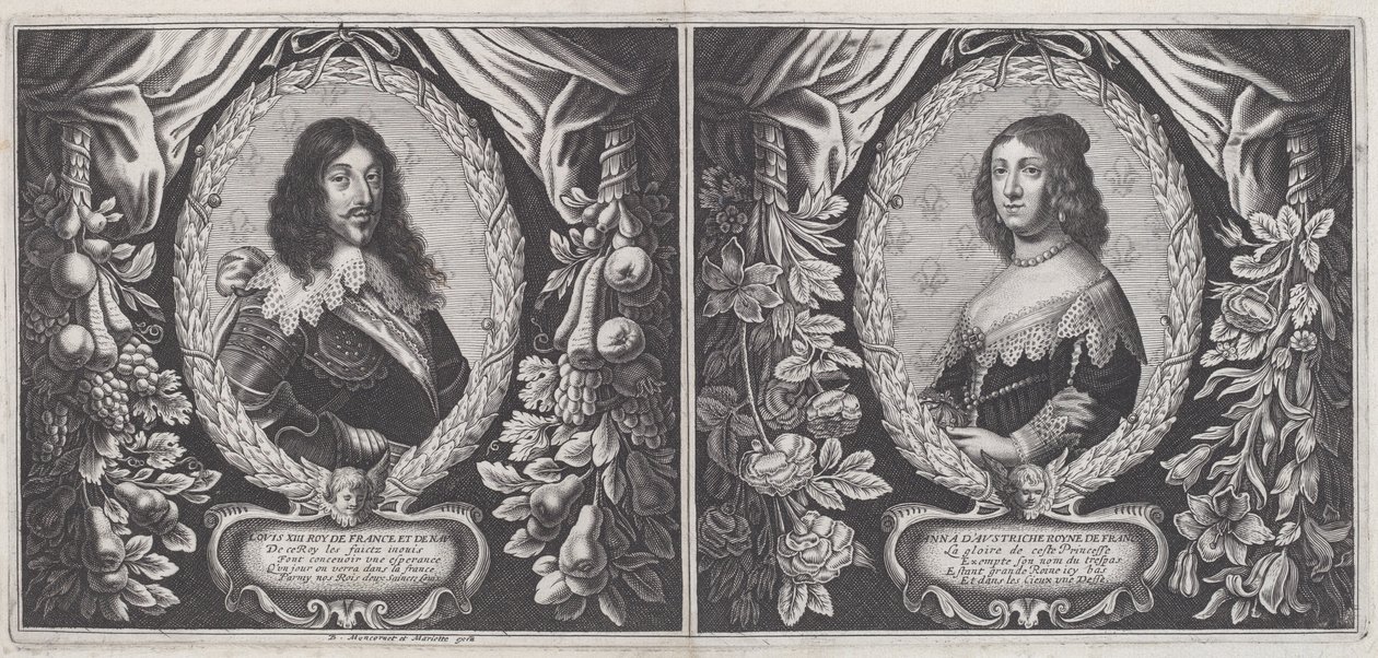Ludwig XIII. und Anna von Österreich von Balthazar Moncornet and Pierre Mariette I