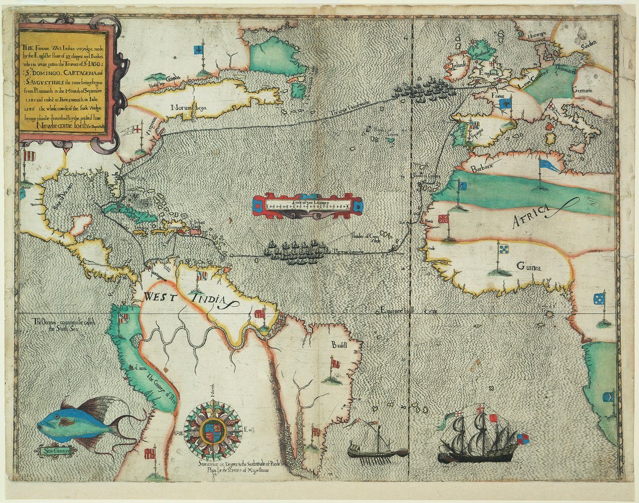 Die berühmte Westindienreise der englischen Flotte von 23 Schiffen und Barkassen von Baptista Boazio