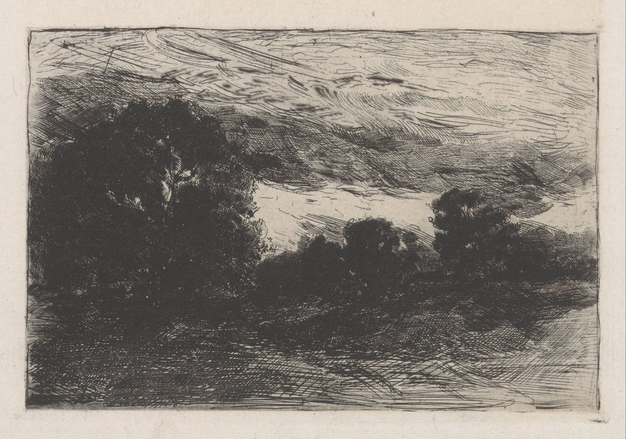 Landschaft mit Bäumen und stürmischem Himmel von Barbara Elisabeth van Houten