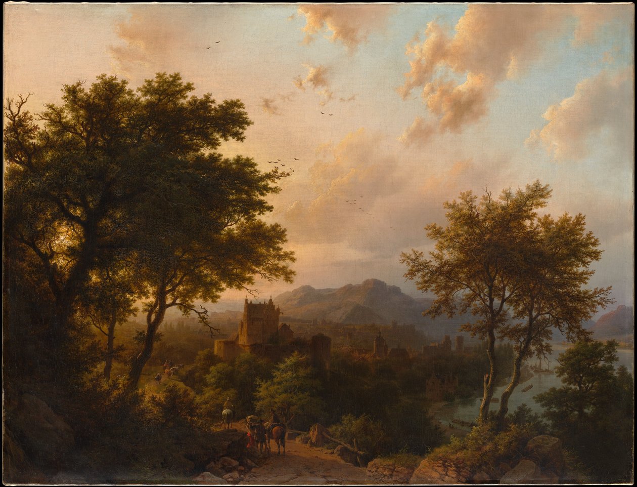 Sonnenuntergang am Rhein von Barend Cornelis Koekkoek