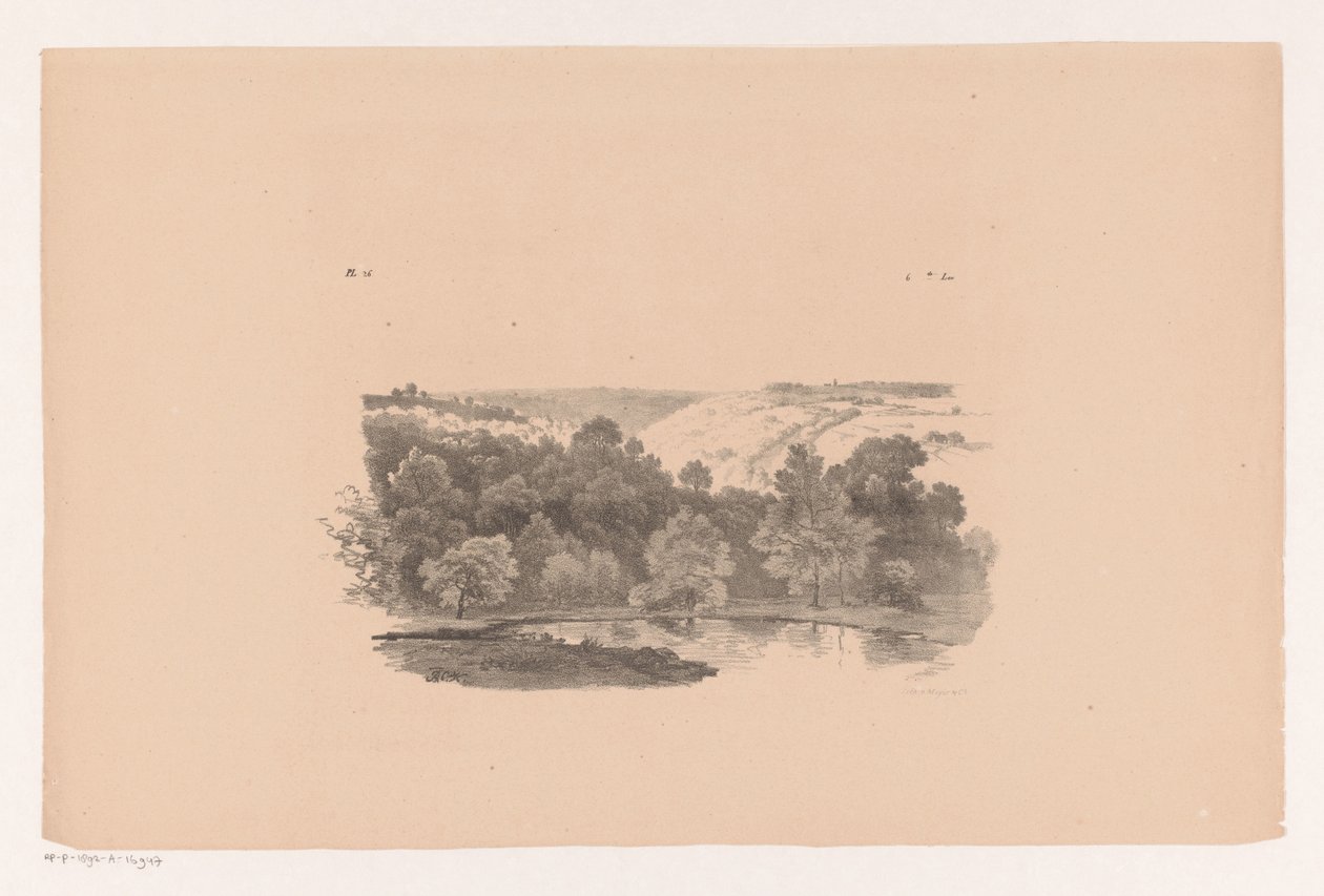 Aussicht über hügelige Landschaft (Landschaftsstudien sechste Lieferung) von Barend Cornelis Koekkoek