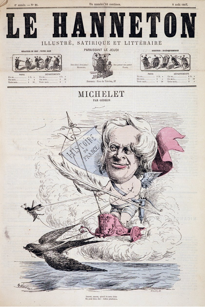 Karikatur von Jules Michelet - von Gedeon in „Le Hanneton“ 08.08.1867 von Baril Gedeon