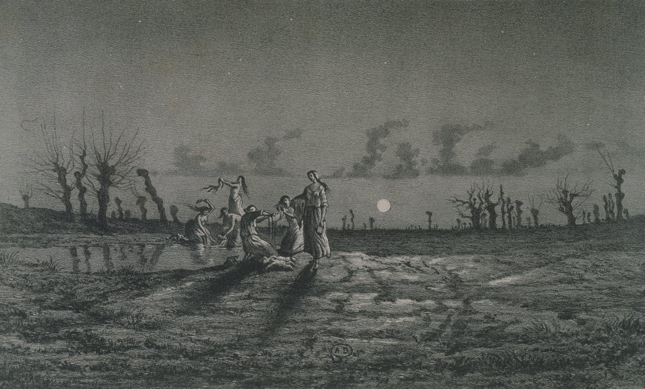 Die Lavandières oder die Nachtwäscherinnen, Illustration für Legendes Rustiques von George Sand (1804-76) 1858 von Maurice Sand