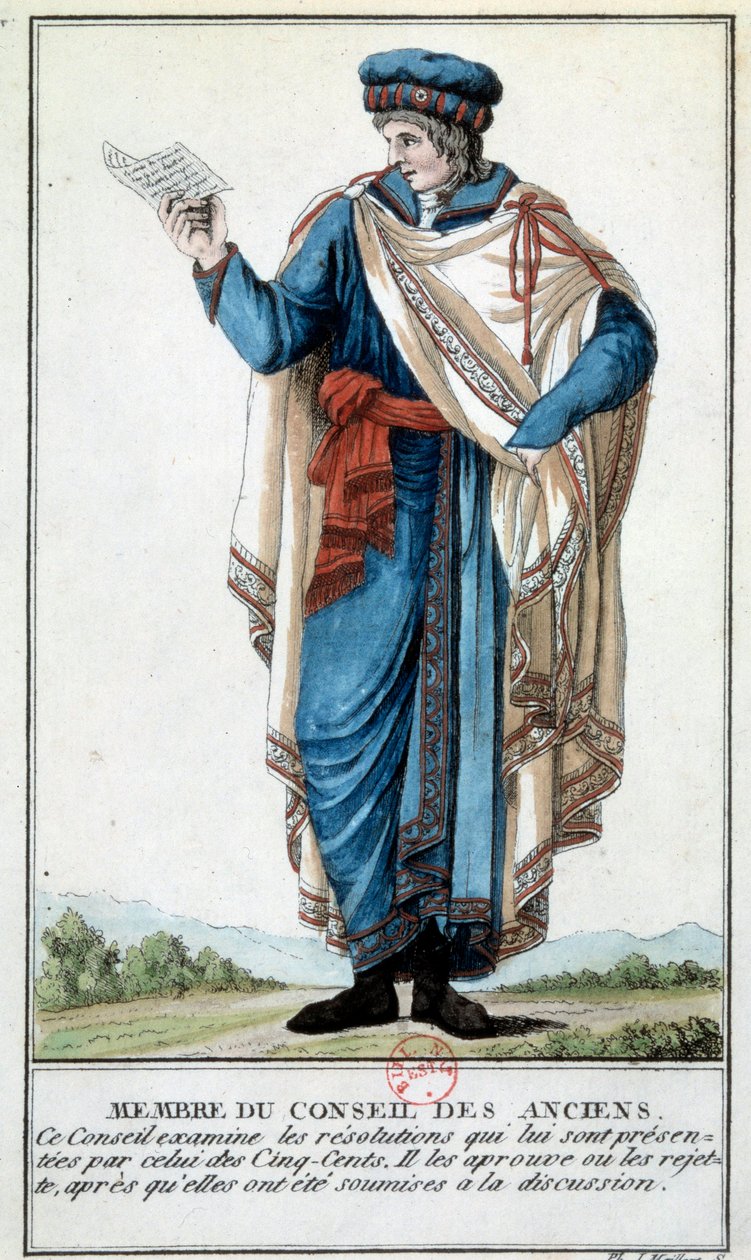 Directoire: „ein Mitglied des Rates der Alten“ Gravur von Baron de Vinck (19. Jahrhundert) Paris, B.N. von Baron de Vinck