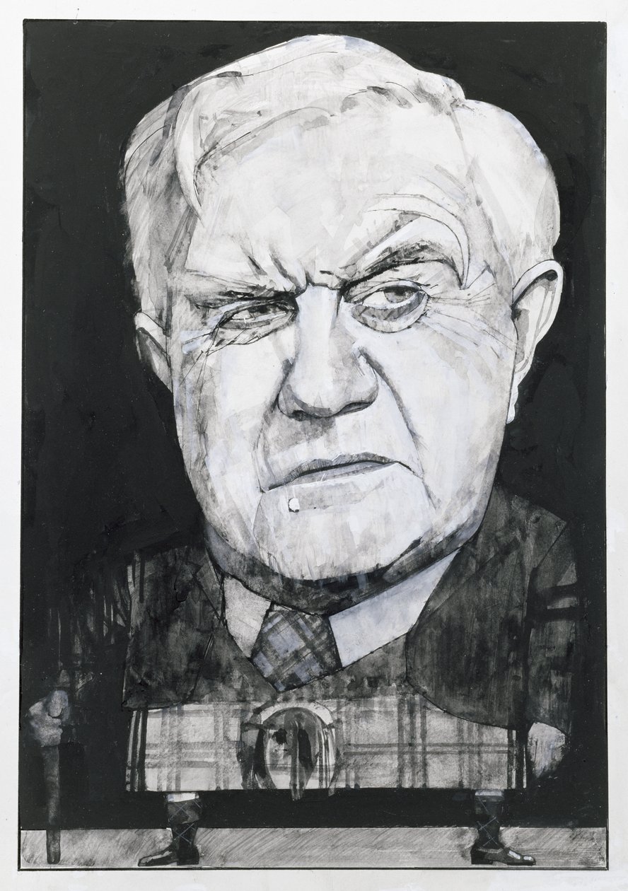 Porträt von Andrew Cruickshank, Illustration für The Sunday Times von Barry Fantoni