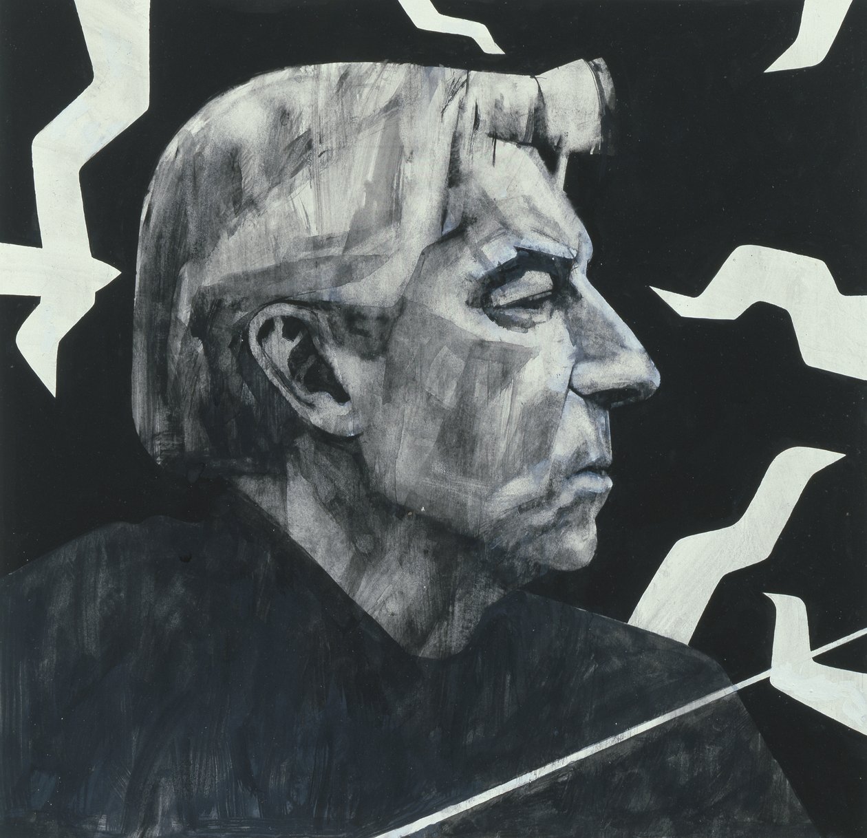 Porträt von Herbert von Karajan, Illustration für The Sunday Times, 1970er von Barry Fantoni