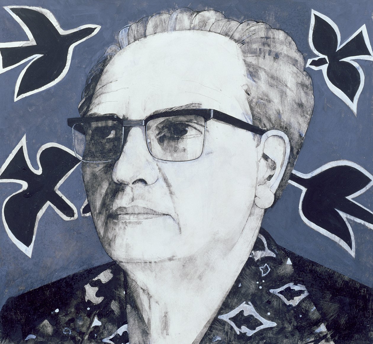 Porträt von Olivier Messiaen, Illustration für The Sunday Times, 1970er von Barry Fantoni