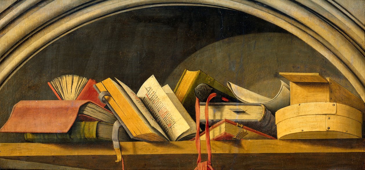 Stillleben mit Büchern in einer Nische von Barthelemy d