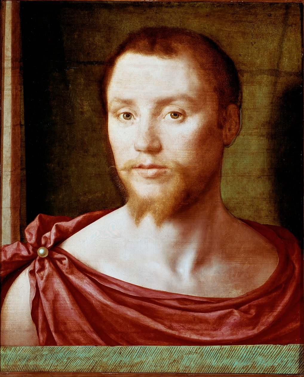 Porträt eines Mannes mit antikem rotem Gesicht mit zweispitzigem Bart (oder Ziege), bedeckt mit einem Lendenschurz. Gemälde auf Holz, zugeschrieben Pseudo Felix Chretien (ca. 1510-1579). ca. 1535-1550. Dim. 48x39 cm Paris, Musée du Louvre - Porträt eines M von Bartholomeus (active 1518 1541) Pons
