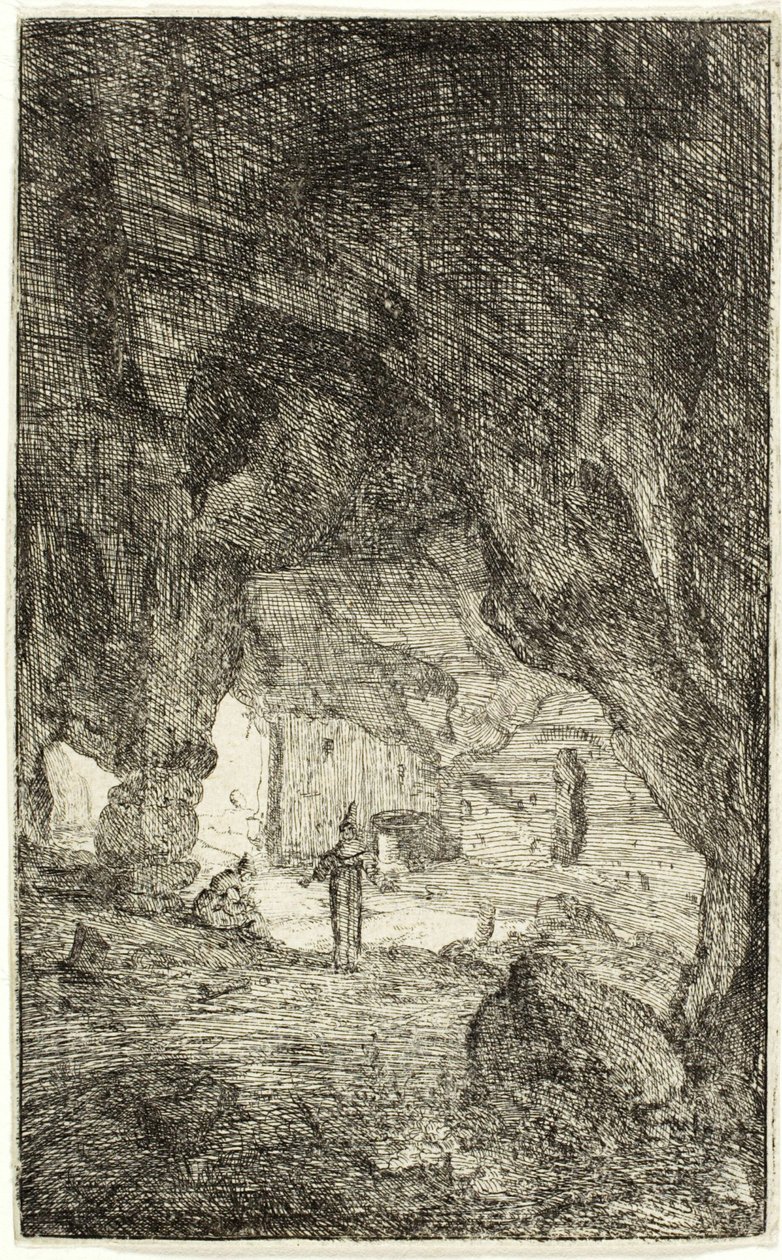 Grotte und Mönche, aus Die Ruinen von Rom von Bartholomeus Breenbergh
