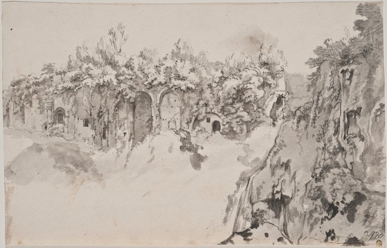 Schlucht mit zugemauerten Höhlen von Bartholomeus Breenbergh