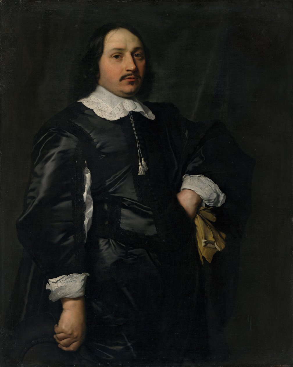 Bildnis eines Herrn in schwarzem Atlaswams von Bartholomeus van der Helst