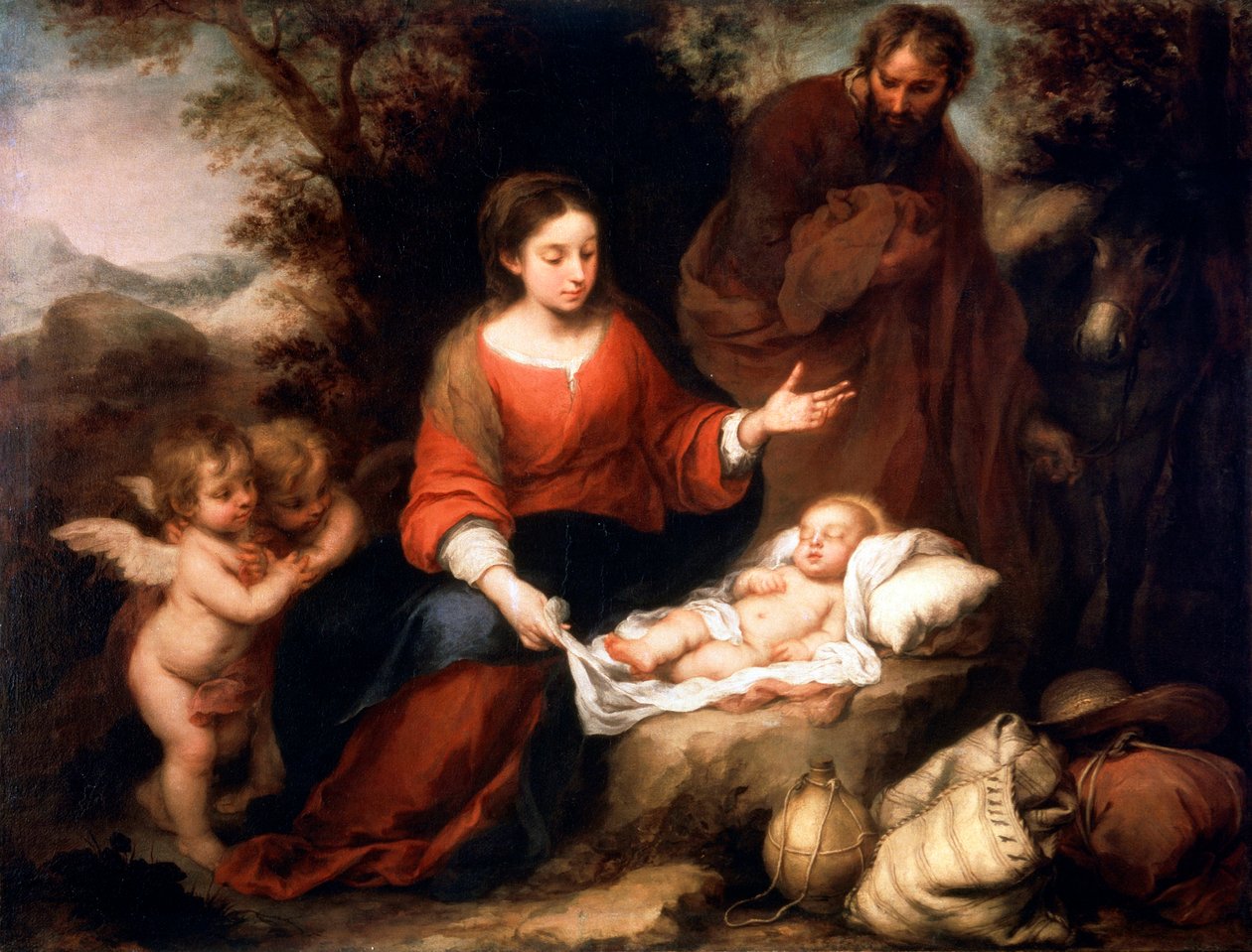 Ruhe auf der Flucht nach Ägypten, ca. 1665 von Bartolomé Esteban Murillo