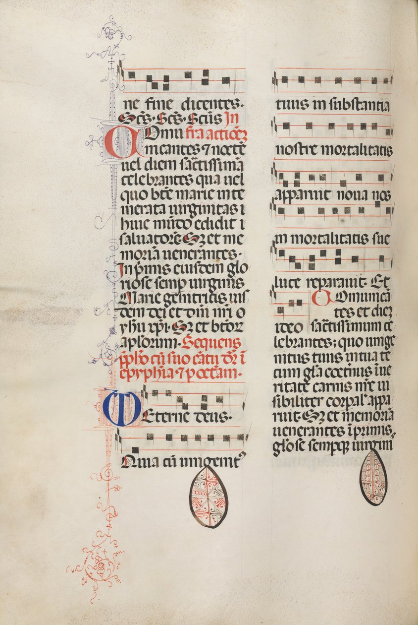 Missale: Fol. 177v: Musik für verschiedene gewöhnliche Gebete, 1469 von Bartolomeo Caporali