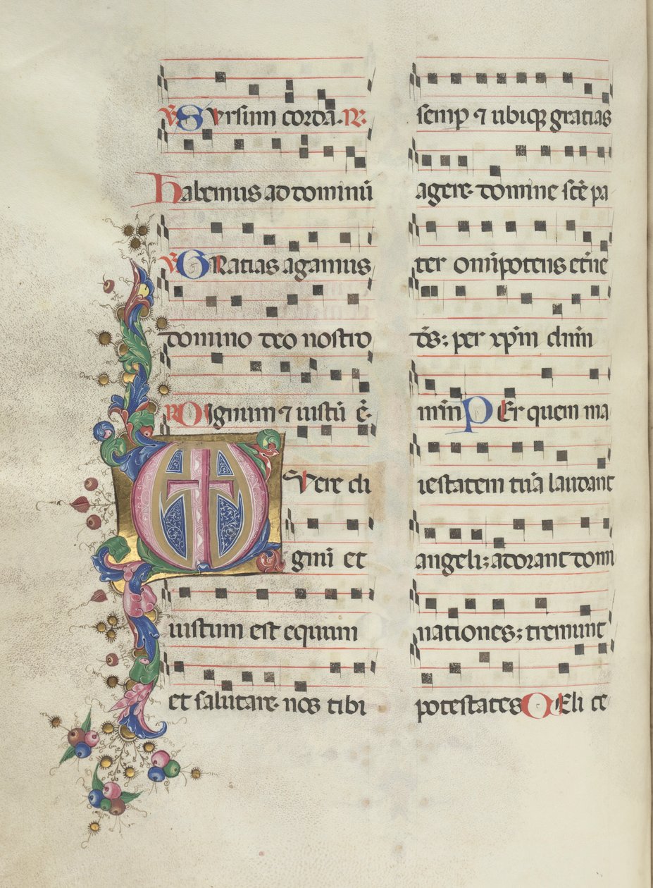 Missale: Fol. 183v: Kreuz, Laubwerk, 1469 von Bartolomeo Caporali