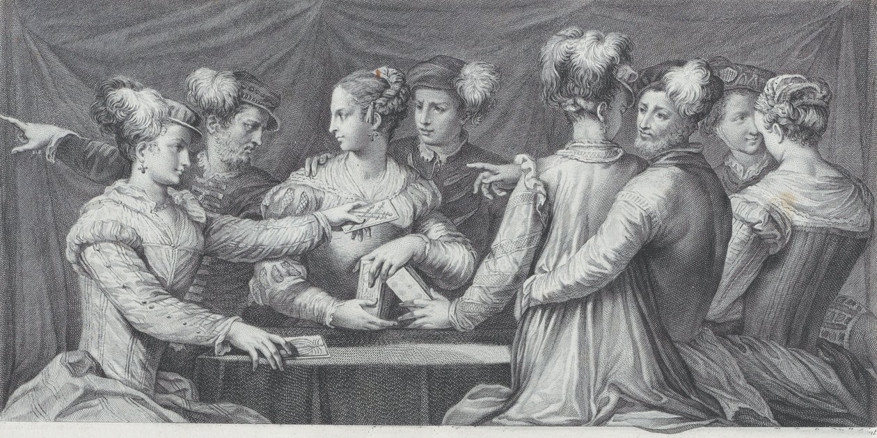 Eine Gruppe elegant gekleideter Menschen beim Kartenspielen, 1740-68 von Bartolomeo Crivellari