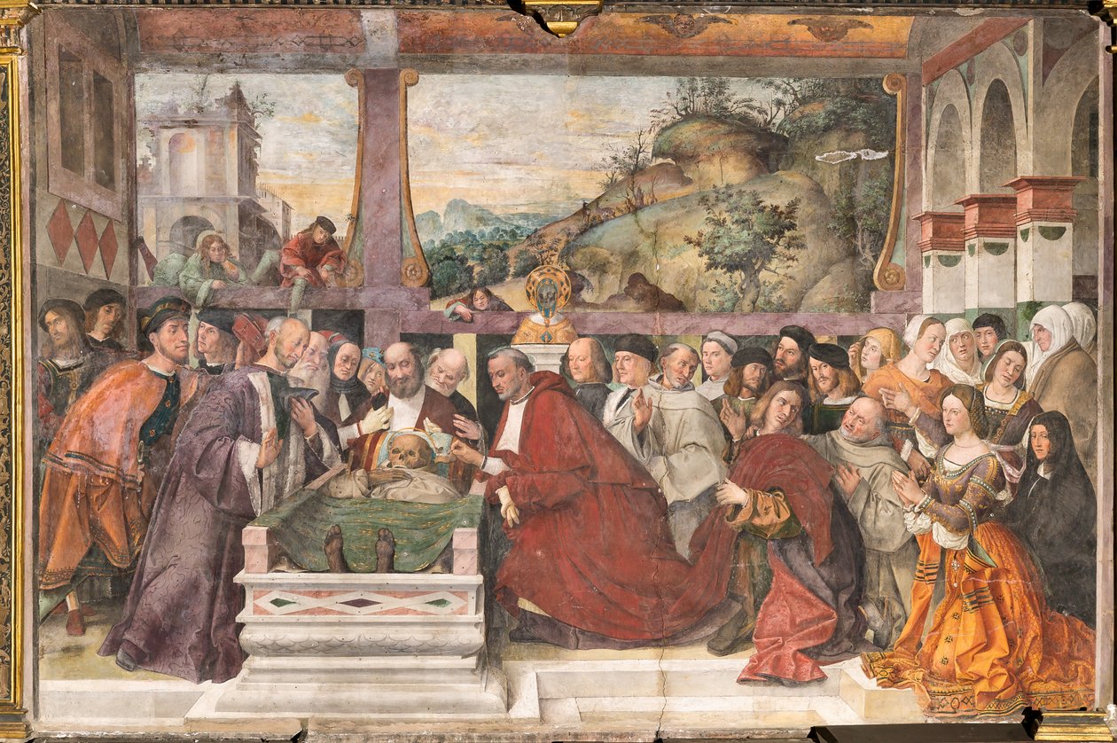 Kardinal Guido von Monfort öffnet die Lade des Heiligen von Bartolomeo Montagna