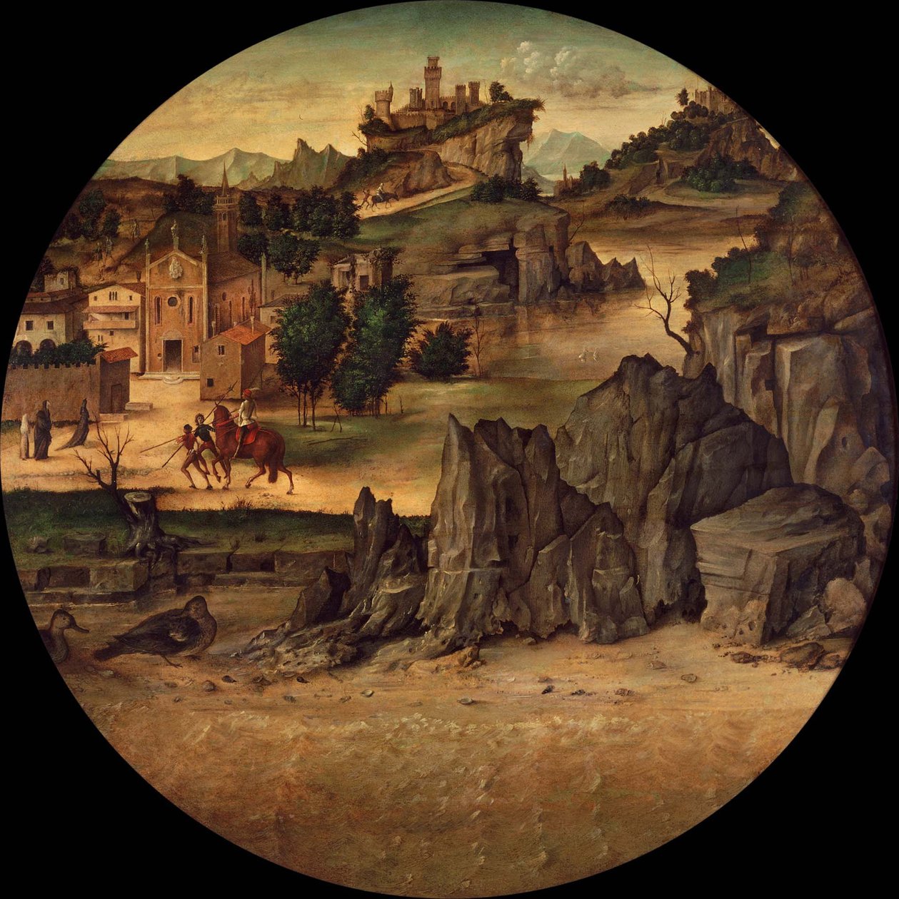 Landschaft mit Burgen, Spätes 15. Jahrhundert von Bartolomeo Montagna