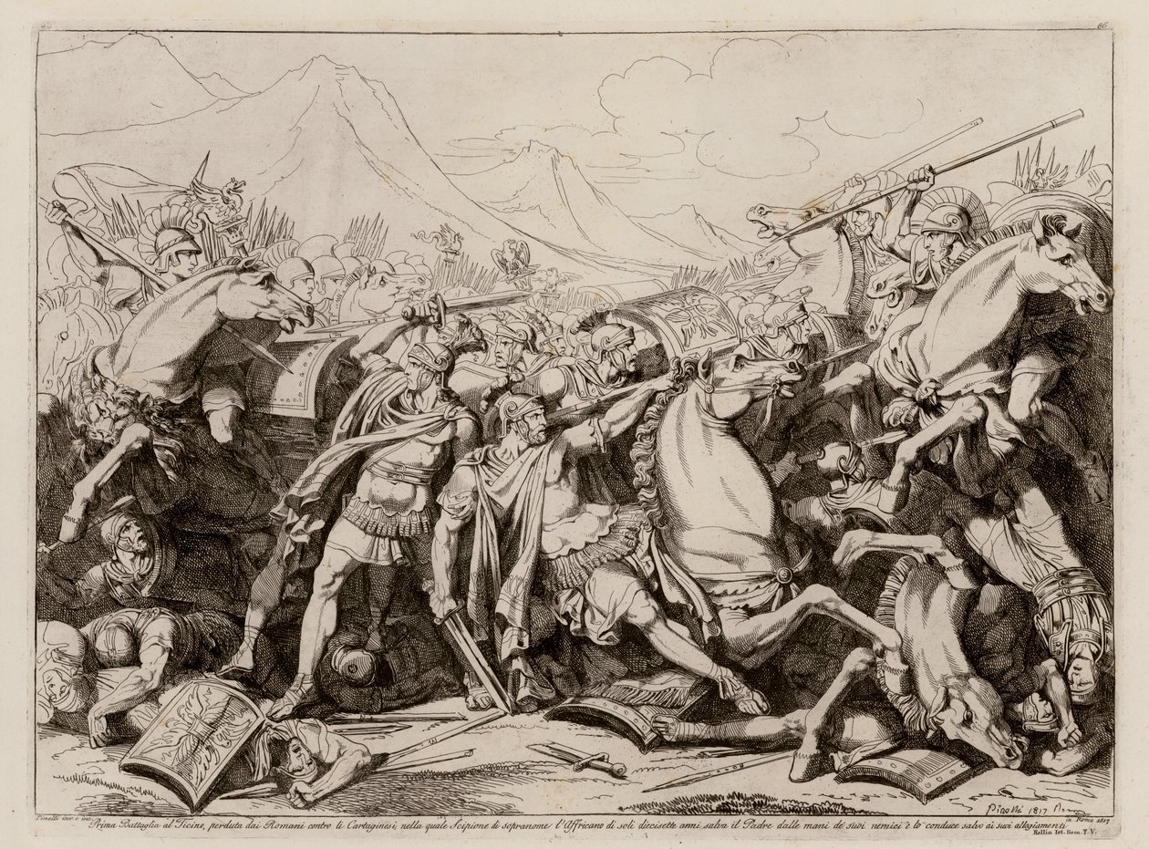 Schlacht von Ticinus, 218 v. Chr. von Bartolomeo Pinelli