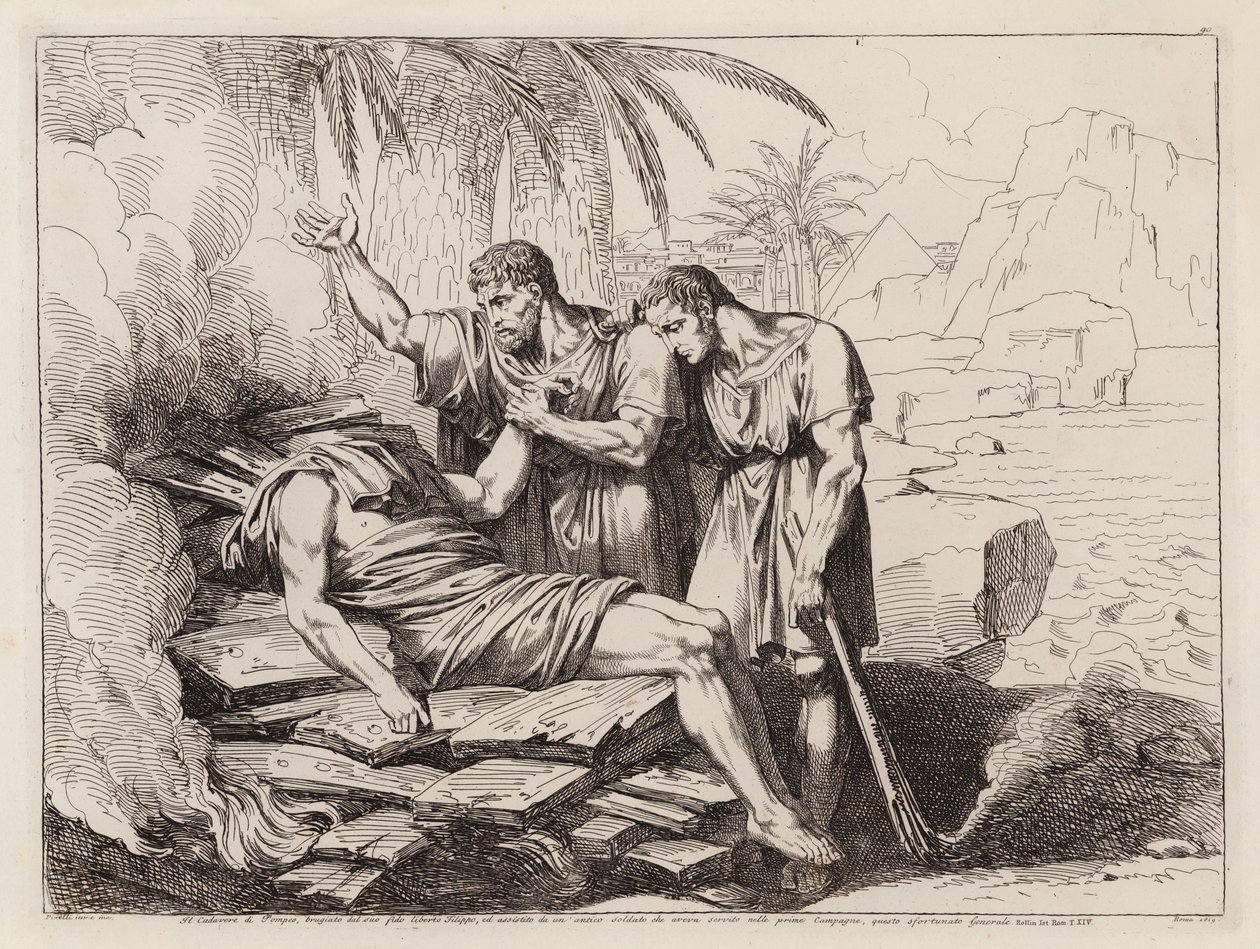 Verbrennung des enthaupteten Körpers von Pompeius von Bartolomeo Pinelli