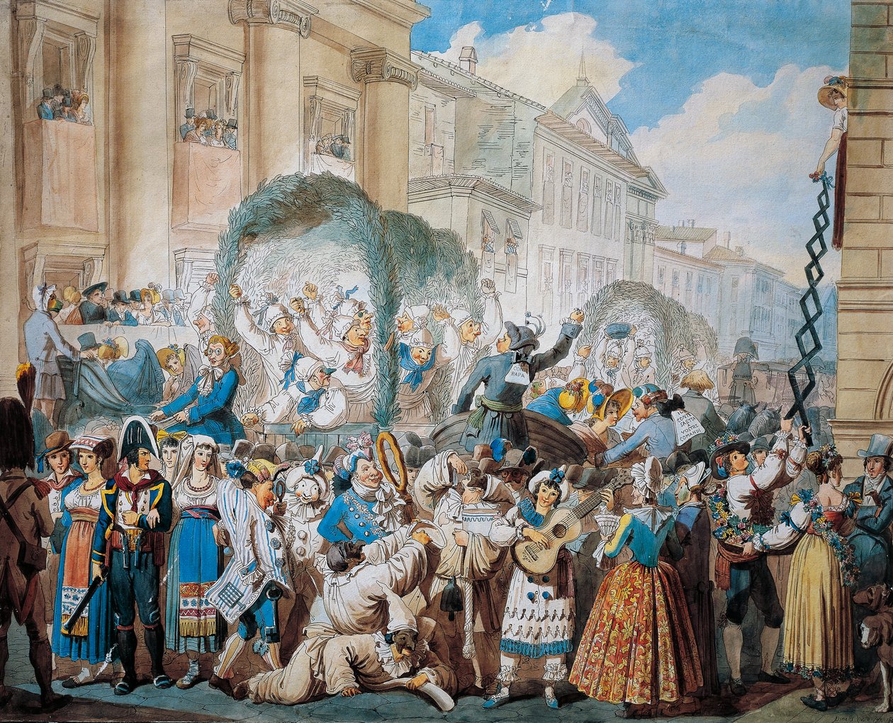Ritterliche Szene in San Carlo al Corso in Rom, von Bartolomeo Pinelli von Bartolomeo Pinelli