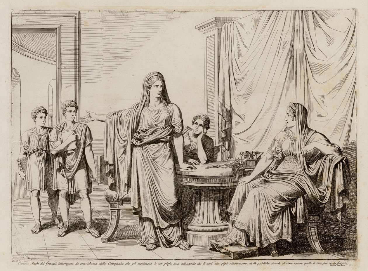 Cornelia, Mutter der Gracchi, zeigt ihre Söhne als ihre Juwelen von Bartolomeo Pinelli