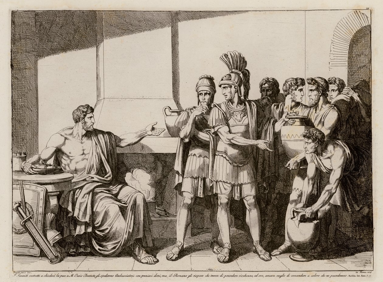 Curius Dentatus lehnt die Geschenke der Samniten ab von Bartolomeo Pinelli