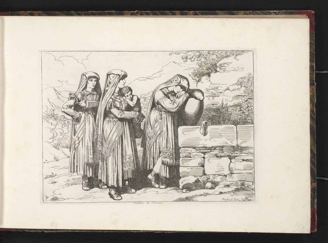 Drei Frauen und ein Kind aus Cervara di Roma von Bartolomeo Pinelli