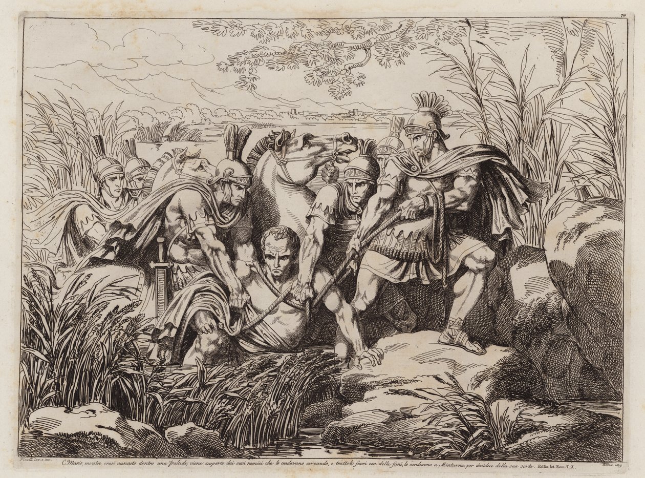 Gaius Marius von Sullas Soldaten gefangen, während er sich in einem Sumpf versteckt, 88 v. Chr. von Bartolomeo Pinelli
