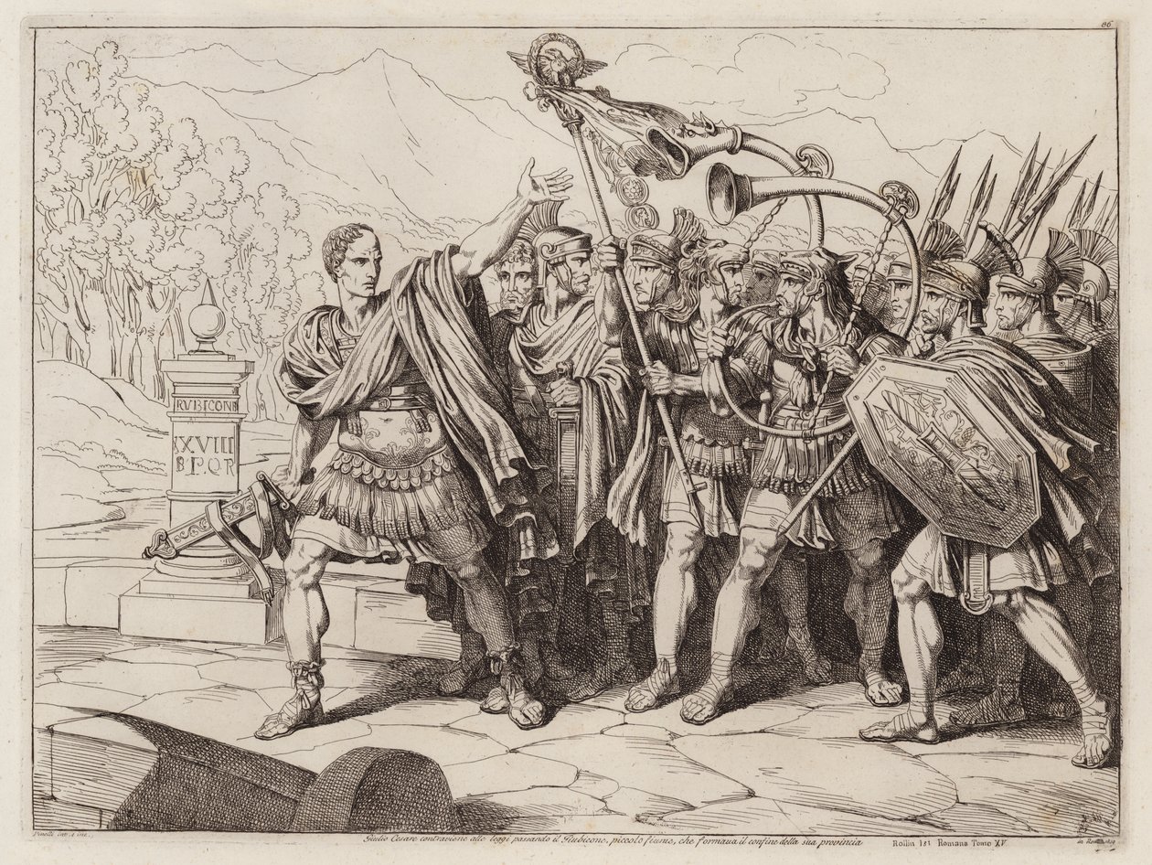 Julius Caesar überquert den Rubikon, 49 v. Chr. von Bartolomeo Pinelli