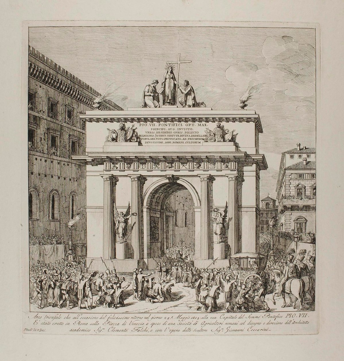Triumphaler Einzug von Pius VII. in Rom am 24. Mai 1814 von Bartolomeo Pinelli