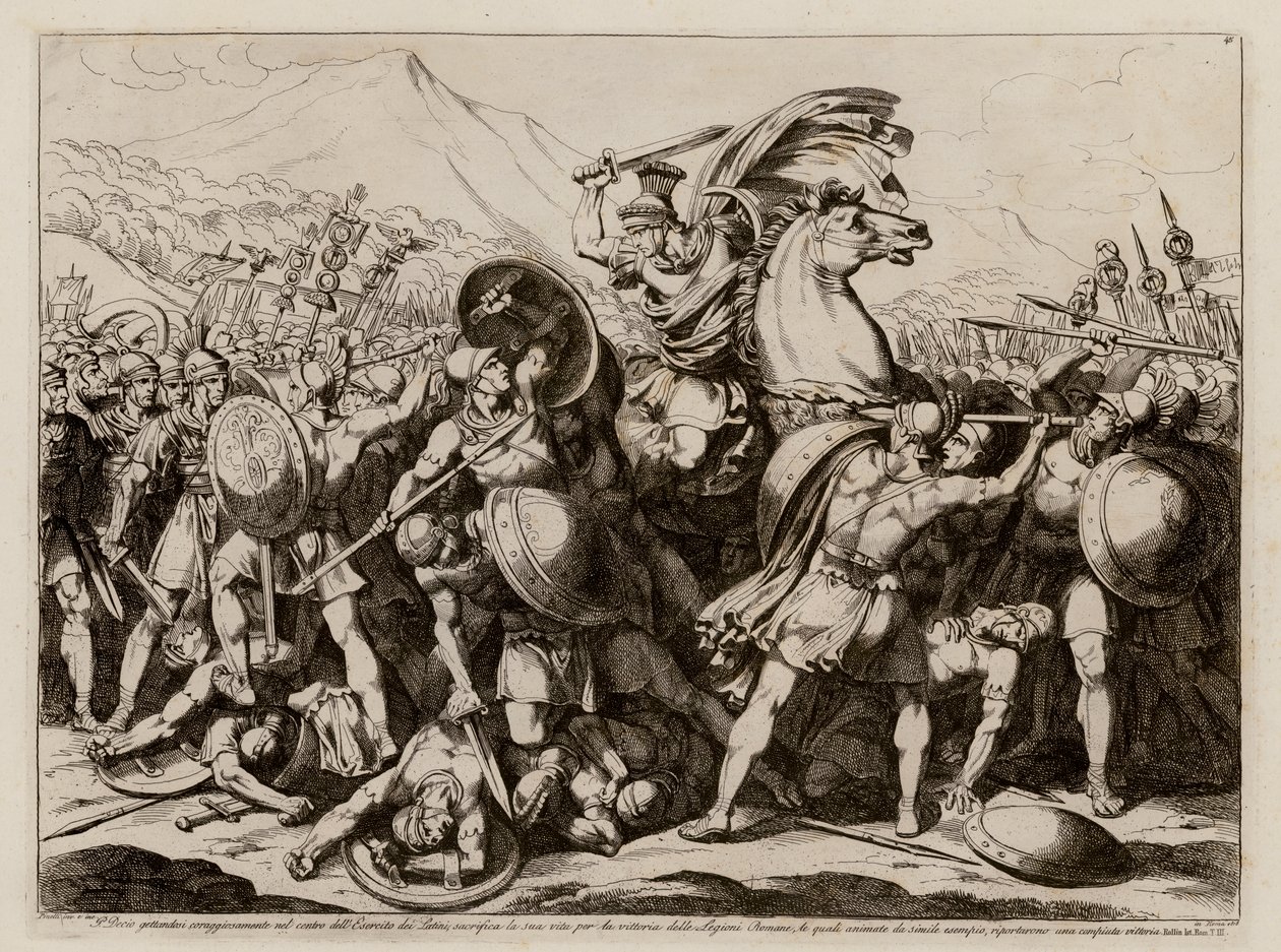 Publius Decius Mus opfert sich für Rom im Kampf gegen die Latiner von Bartolomeo Pinelli