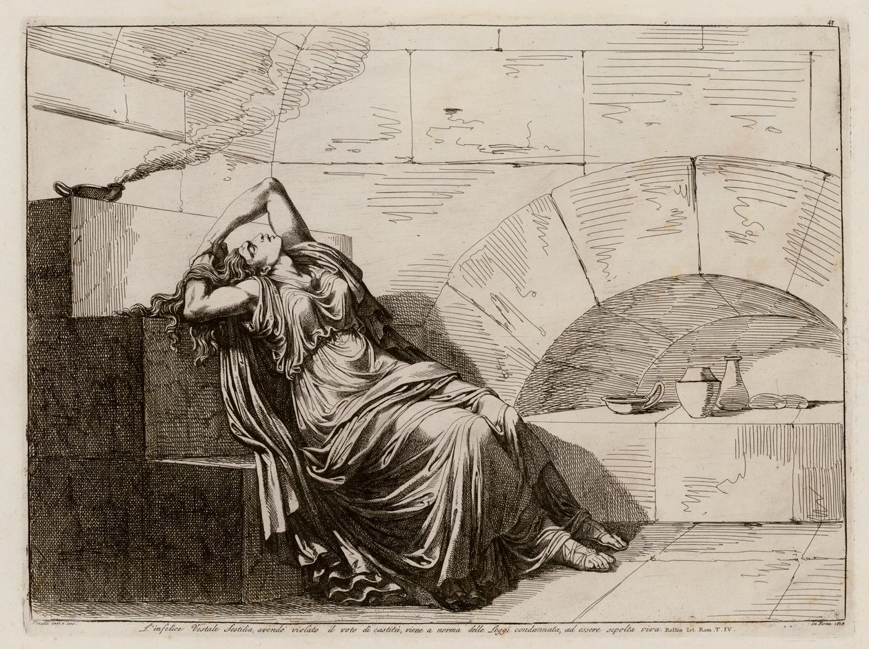 Die Vestalin Sestilia lebendig begraben von Bartolomeo Pinelli