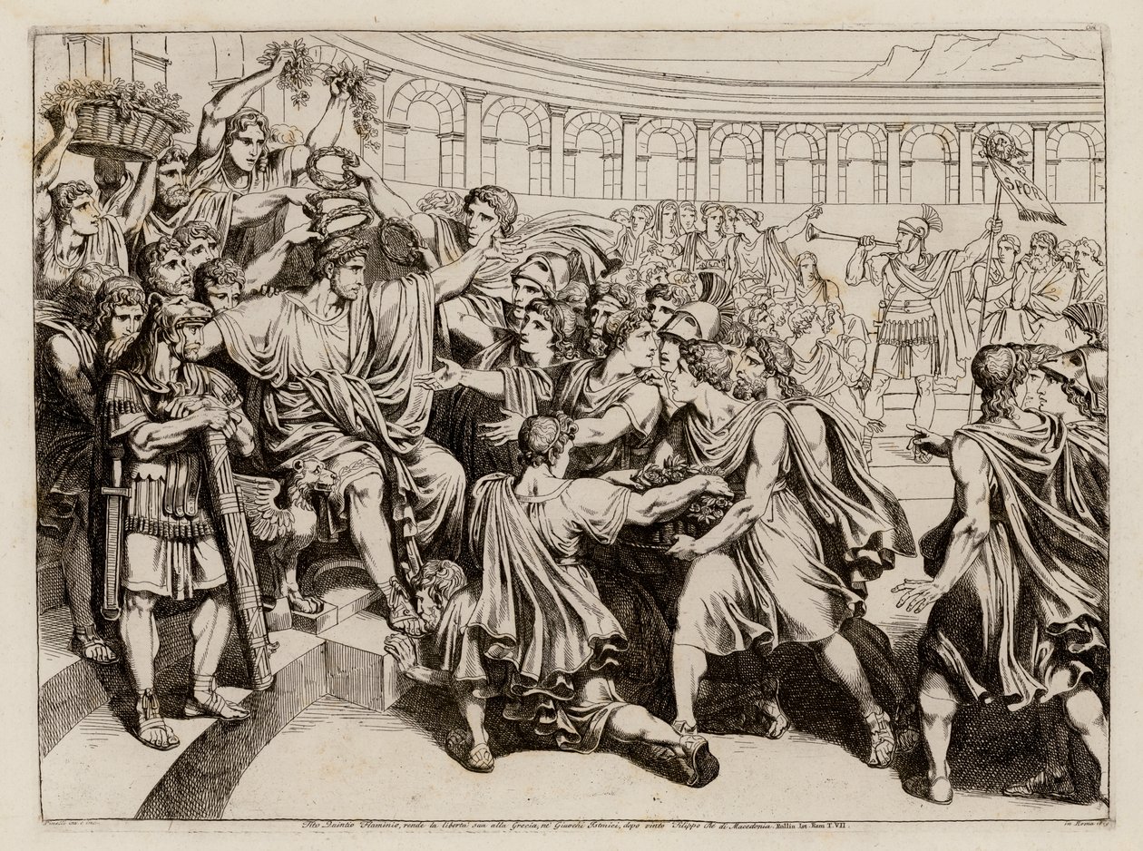 Titus Quinctius Flamininus verkündet die Freiheit der griechischen Staaten von Bartolomeo Pinelli