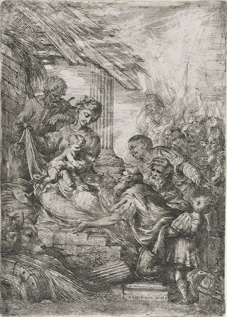 Anbetung der Könige (Das Geschenk der Weisen), nach 1657 von Bartolommeo Biscaino