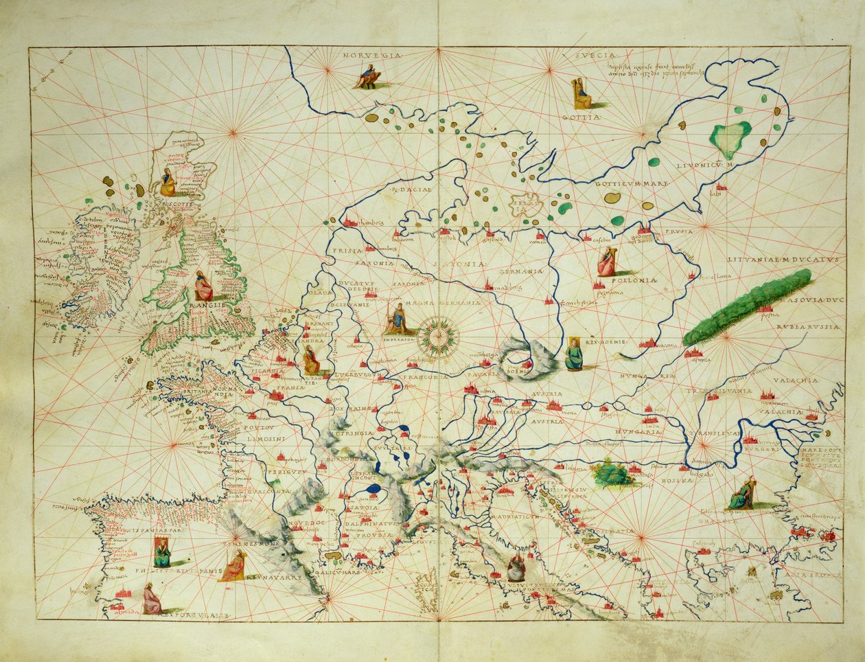 Der Kontinent Europa, aus einem Atlas der Welt in 33 Karten, Venedig, 1. September 1553 von Battista Agnese