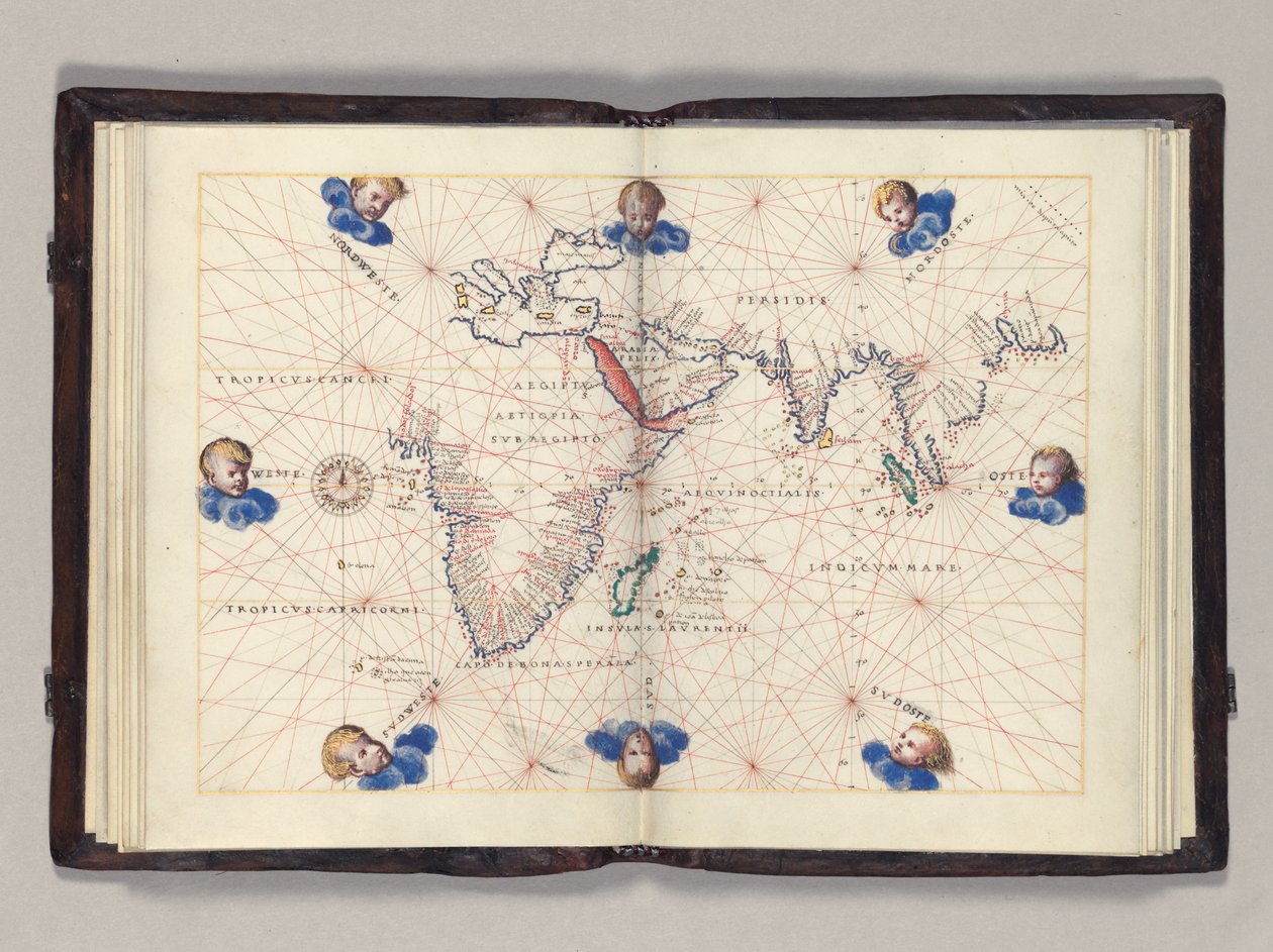 Fos. 11v-12r Karte 3: Indischer Ozean, Portolan-Atlas der Welt, Venedig, ca. 1542-46 von Battista Agnese