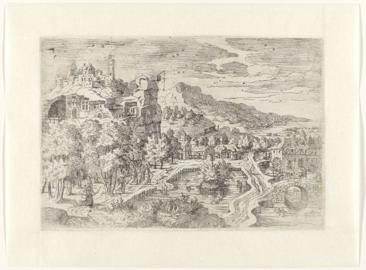 Landschaft mit Frauen auf der Jagd von Battista Angolo del Moro (attributed to)